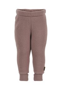 Fleecebukser i afdæmpet mauve med elastisk taljebånd, ribstrikkede manchetter og blød tekstur. Ingen lommer, minimale syningsdetaljer.