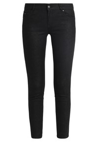 Svarta smala jeans i denim, med en mjuk struktur, femficksdesign och diskret sömnad. Stängning med en framknapp och dragkedja.