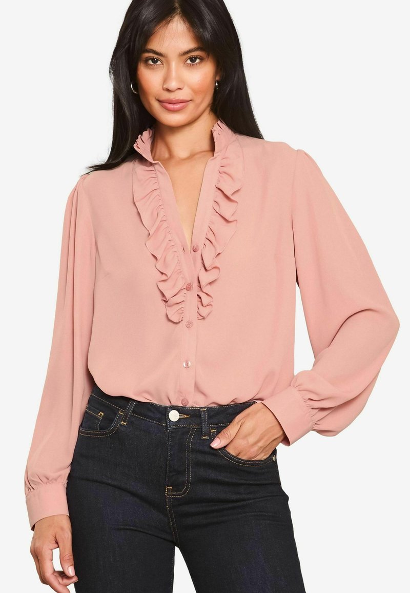 Lipsy RUFFLE PLACKET V NECK - REGULAR FIT - Cămașă - pink