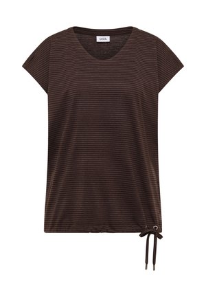 Cecil, DROP-SHOULDER SHIRT WITH CUT-OUT-DETAIL - T-shirt imprimé - brown cacao