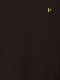 Schwarzes Baumwoll-T-Shirt mit kurzen Ärmeln und Rundhalsausschnitt. Verfügt über ein kleines gelbes gesticktes Adlerlogo auf der linken Brust.