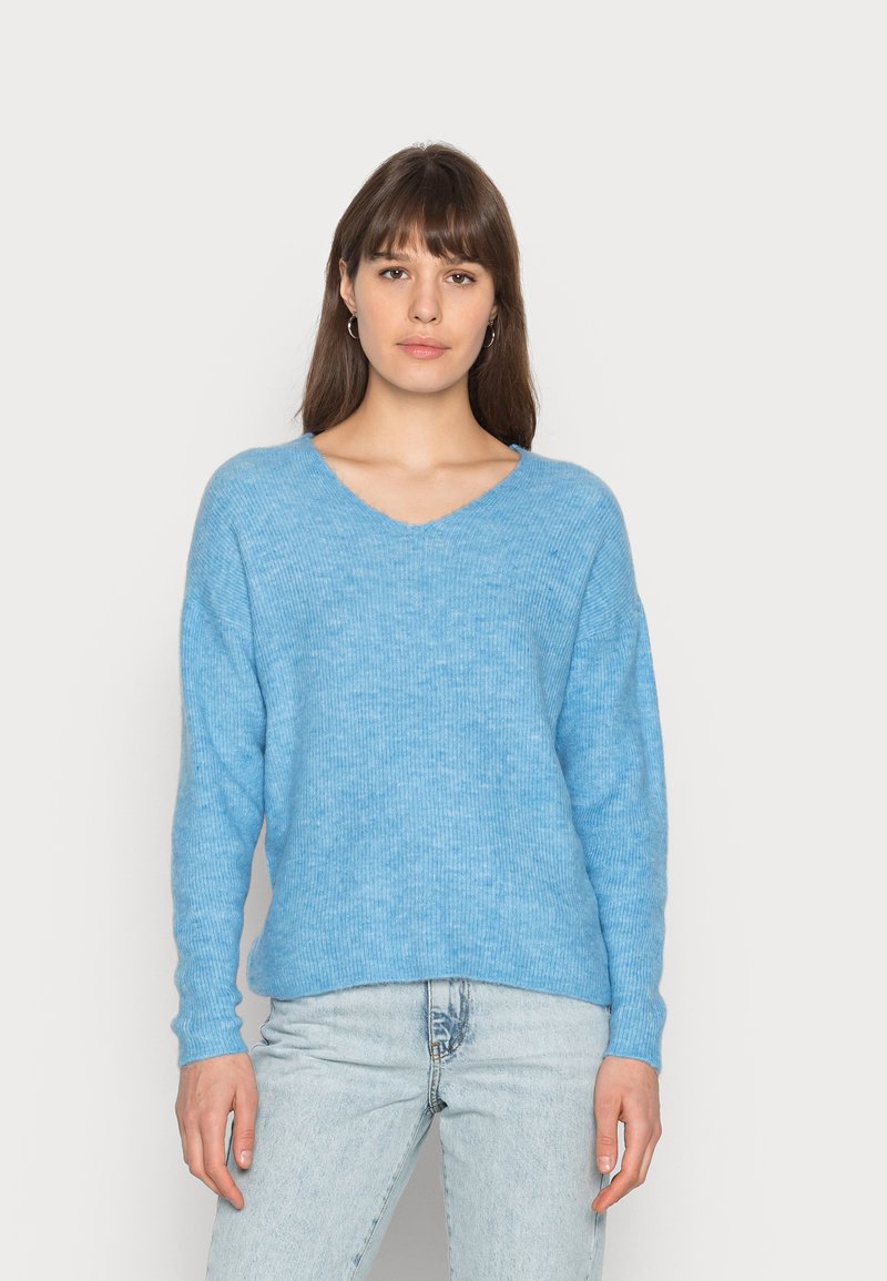 Vero Moda VMCREWLEFILE V-NECK NOOS - Camisola - blue bell