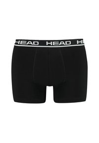 Schwarze Boxershorts aus glattem Stoff mit einem weißen Bund mit "HEAD"-Logo. Verfügt über ein enges Design und kontrastierende Nähte.