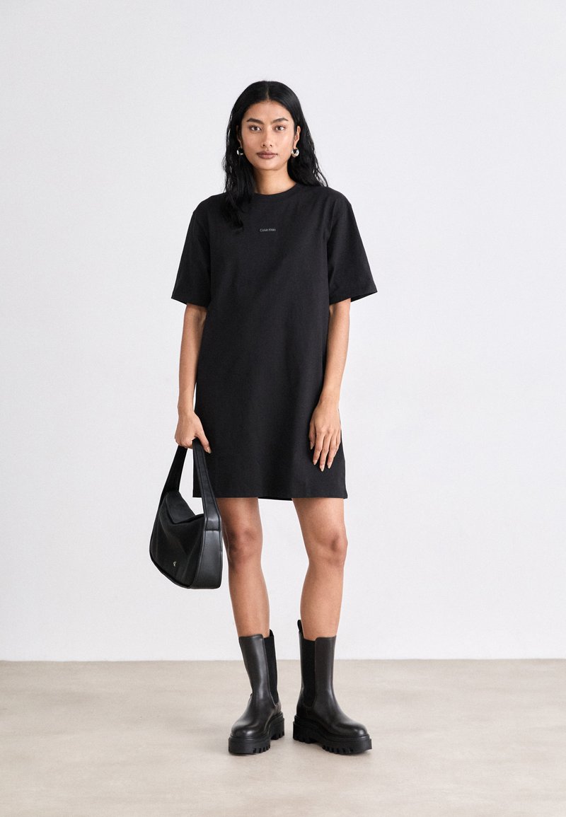 Calvin Klein Jeans PLACED TEE DRESS - Jersey dress - black - Zalando