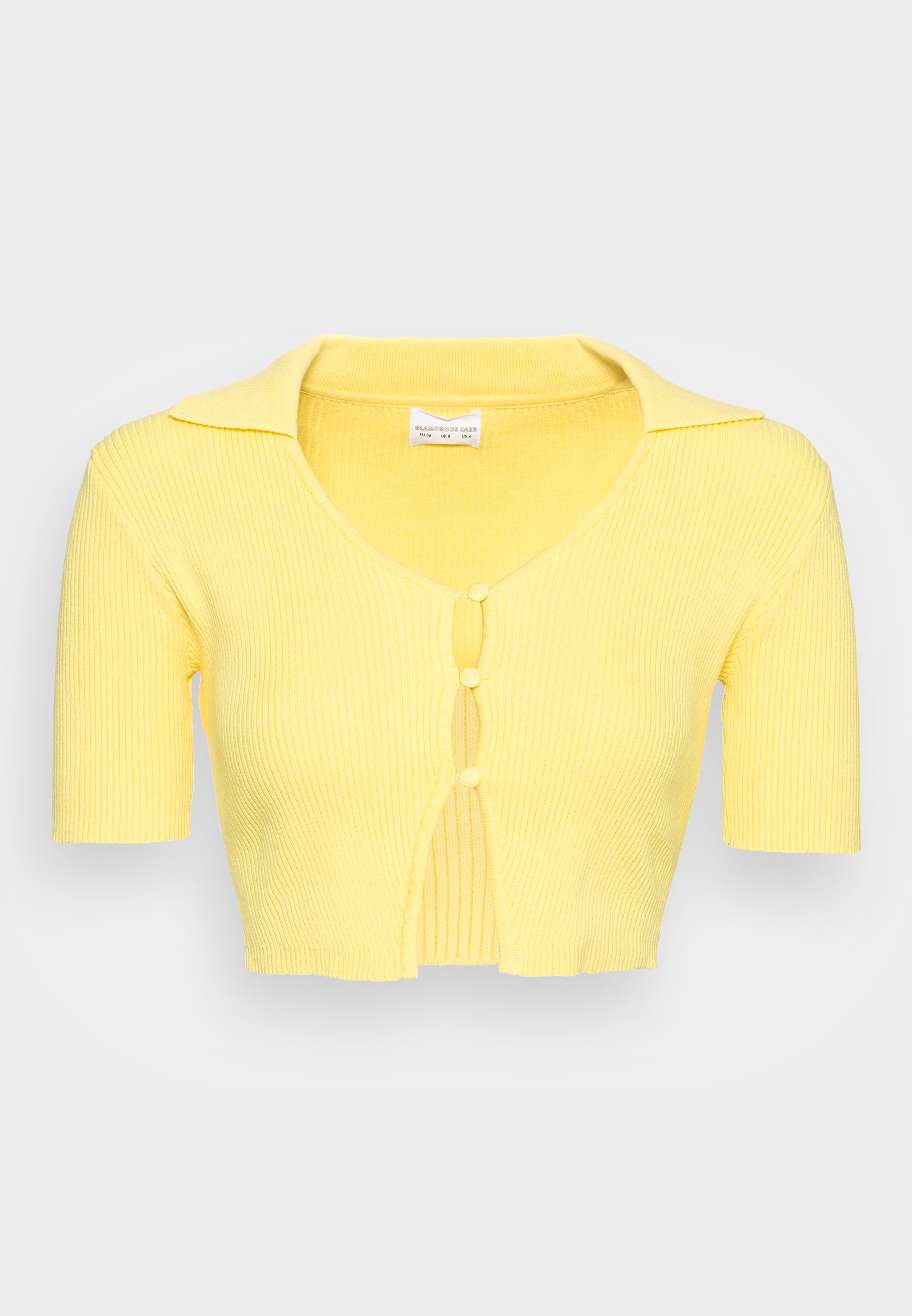 Glamorous Top with Collar Cardigan, Women's, Size: 16, Yellow