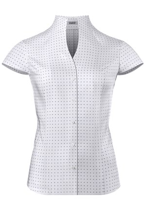 LEICHT TAILLIERT KELCHKRAGEN KURZARM - Overhemdblouse - weiß dunkelblau