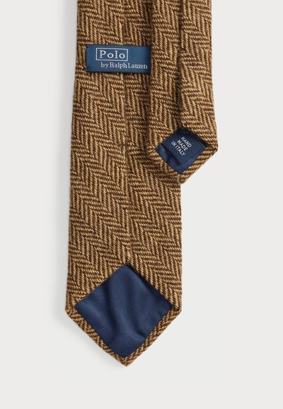 Polo Ralph Lauren HERRINGBONE WOOL TIE - Stropdas - brown/tan