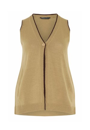 Yours Clothing, PLUS SIZE KNITTED VESTS - Weste - natural