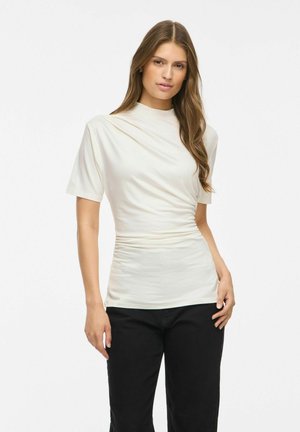 VILA, SHORT SLEEVED TOP VIPINNA HIGH NECK - T-shirt basique - snow white