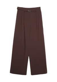 WIDE-LEG WITH BUCKLE DETAIL  - Kalhoty - dark brown