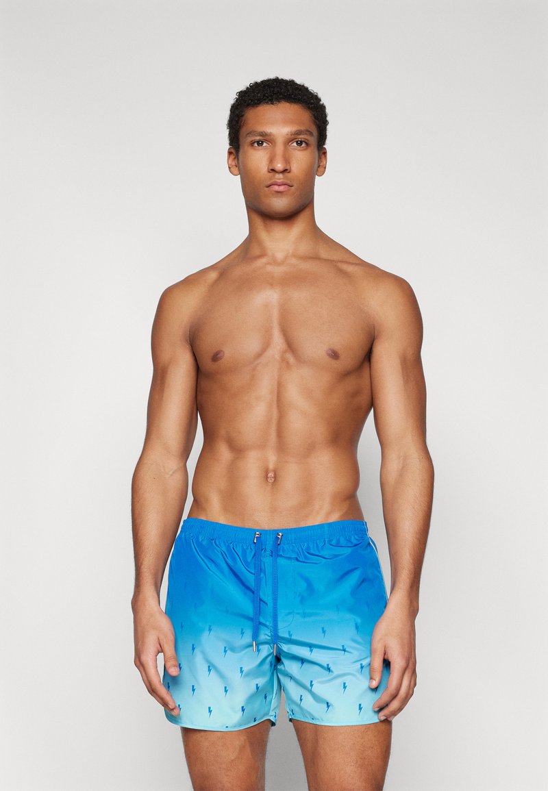 Neil Barrett SCREEN PRINT ALL OVER BOLT SWIM - Kupaće hlače - blue/azure