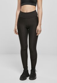 Urban Classics - HIGH WAIST HONEYCOMB  - Retuusid - püksid - black Väikepilt 1