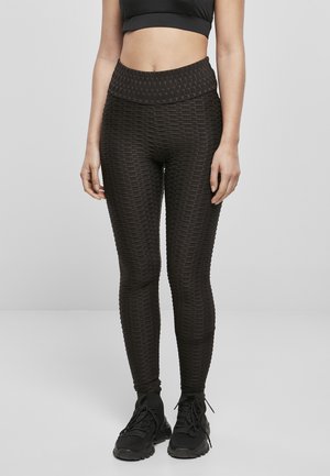 HIGH WAIST HONEYCOMB  - Legingi — bikses - black