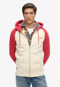 Superdry & Co ESSENTIAL BASEBALL - Sudadera con cremallera - oatmeal cranberry crush red