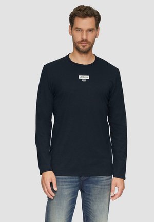 s.Oliver LOGO MIT ROLLKANTE UND STRUKTUR - Langarmshirt - navy