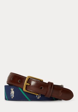 Polo Ralph Lauren, POLO BEAR LEATHER-TRIM STRIPED BELT - Колан - newport navy multi