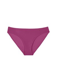Lilla bikinibund til kvinder med lav talje og glat stof, vist på en hvid baggrund.