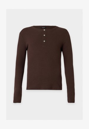 YOURTURN, UNISEX MUSCLE FIT - Pikkade varrukatega topp - dark brown