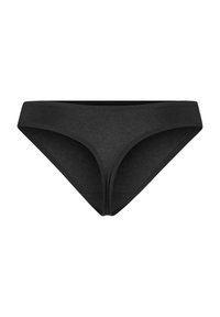 Svart bomullsbikini-undertøy med jevn tekstur, moderat dekning, lav midje-design og elastisk livlinje for en behagelig passform.