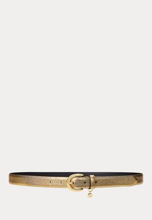 Lauren Ralph Lauren CHARM CROSSHATCH LEATHER BELT - Bælter - modern gold/black