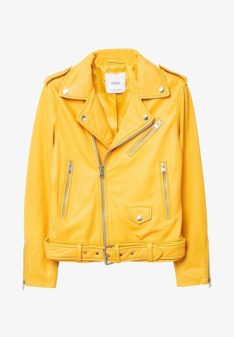 Mango Veste en cuir mustard yellow/moutarde (Seconde main