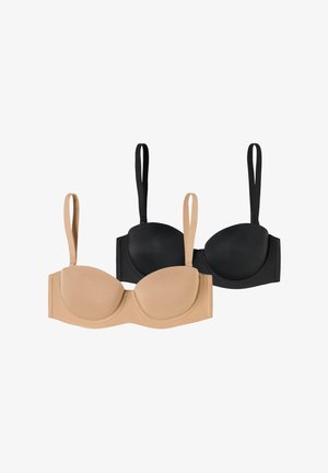2-PACK UNIQUE MICRO - Axelbandslös bh / Multifunktionsbh - maple-schwarz