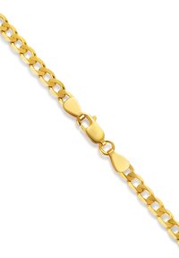 Armband aus Gold mit ineinandergreifenden ovalen Gliedern und einem Karabinerverschluss, mit einer polierten Oberfläche und einer glatten Textur.