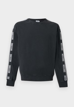 Μαύρο μακρυμάνικο φούτερ με ριμπ μανσέτες και τελείωμα, με άσπρο κείμενο «Moschino» στα μήκη και στον πίσω γιακά.