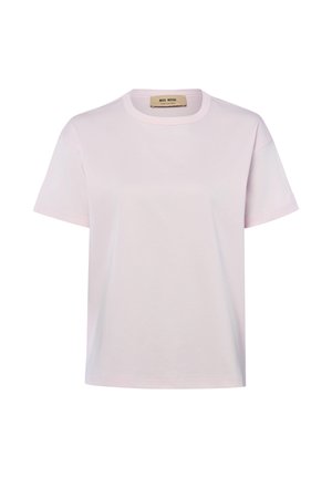 Light pink short-sleeve crew neck t-shirt with a straight hem and Mos Mosh brand label inside the collar.