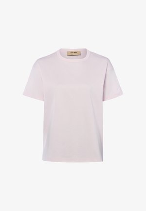 Hellrosa kurzärmliges T-Shirt mit Rundhalsausschnitt, geradem Saum und Mos Mosh Markenetikett innen am Kragen.