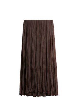 LONG FLOWING  - Pleated skirt - dark brown