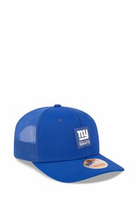 Blaues Baseballcap mit strukturiertem Oberteil, Mesh-Panel-Akzenten und einem Front-Patch mit "NY" und "New York Giants" in weißem Text.