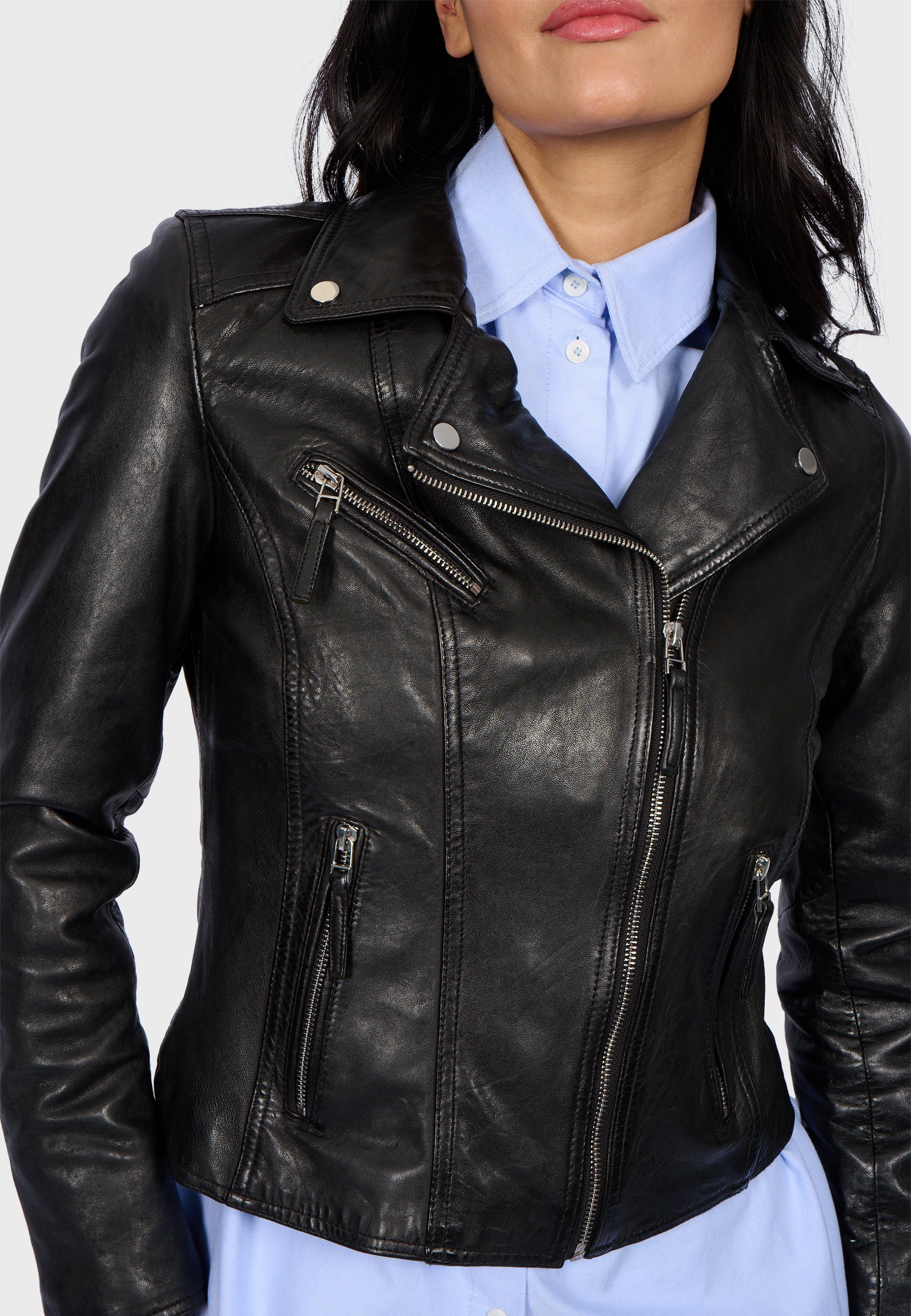 ジャケット・アウター Open YY Black Biker Jacket OPEN YY SSENSE Exclusive Black Leather Jacket OPEN YY