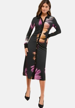 PETITE FIT - BUTTON THROUGH MIDI  - Rochie din jerseu - black floral
