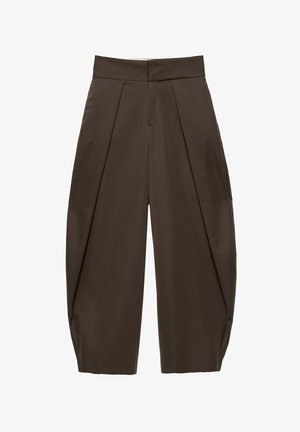 PULL&BEAR, TAILORED FIT BARREL - SMART TROUSERS - Pantalon classique - brown