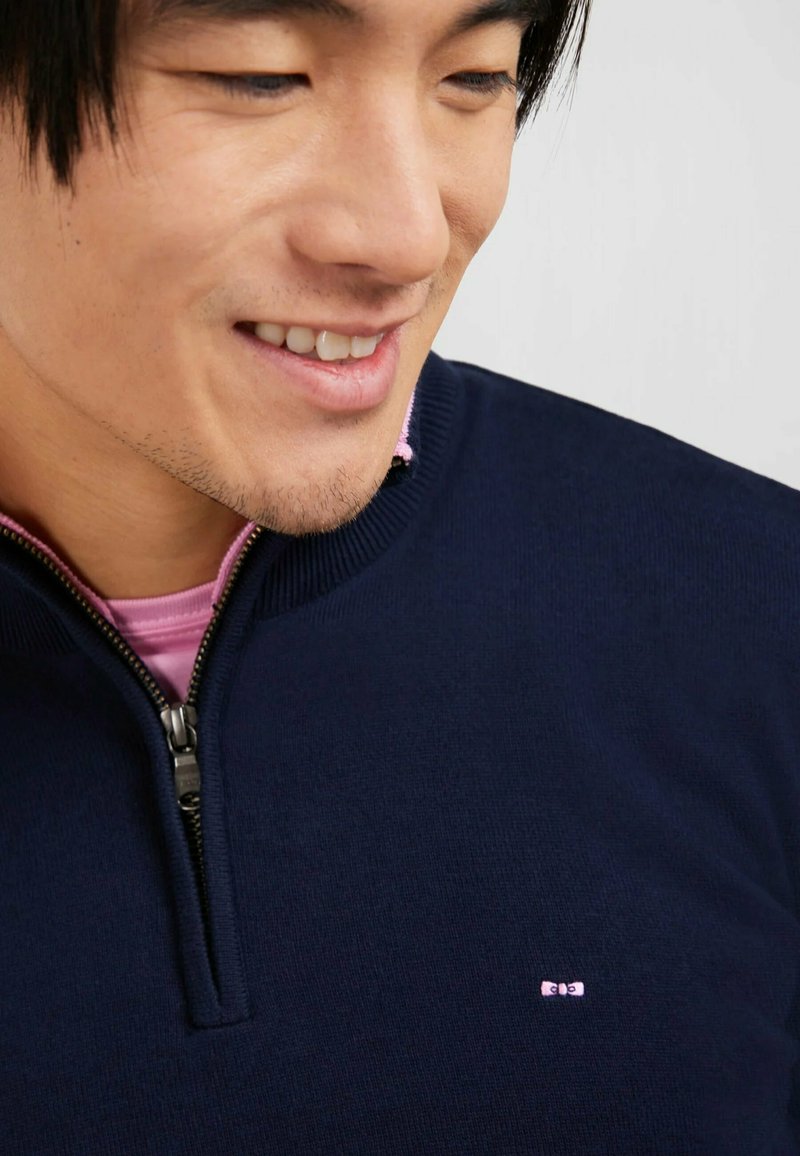 Pull Eden Park Bleu Marine Et Rose - Taille L - Occasion Très Bon état - Coton - Homme