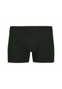 Schwarze Baumwollboxershorts mit einem elastischen Bund, der den Markennamen "JACK & JONES" trägt. Einfaches Design mit glatter Textur und tailliertem Schnitt.