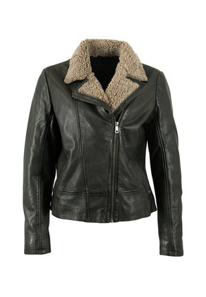 Leren jas - dark olive