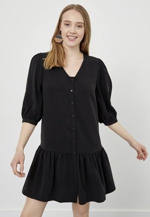 V NECK MINI - Blousejurk - black