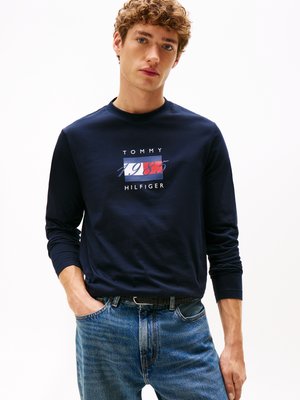 Tommy Hilfiger LINEAR FLAG GRAPHIC - Top dugih rukava - desert sky