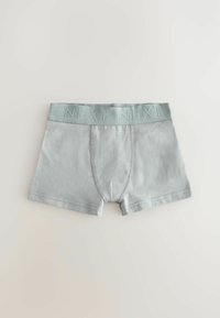 Boxers gris clair avec une ceinture brodée portant l'inscription "NEXT". Fabriqués en tissu lisse et extensible avec un design ajusté.