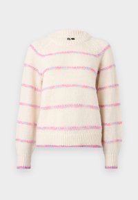 PCNELIA LS O-NECK BC - Striktrøje - birch/pink/purple