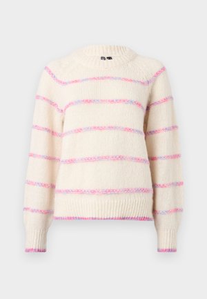Pieces PCNELIA LS O-NECK BC - Camisola - birch/pink/purple