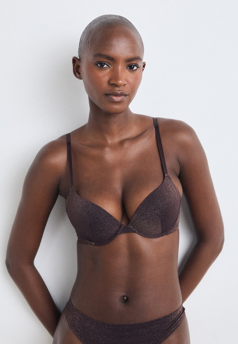 Lindex MALVA - Soutien-gorge push-up - dark brown