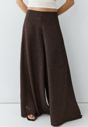 Massimo Dutti, STRIPED FLOWING LINEN BLEND SKORT - Broek - brown