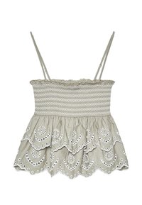 EMBROIDERED RUFFLED - Toppi - khaki
