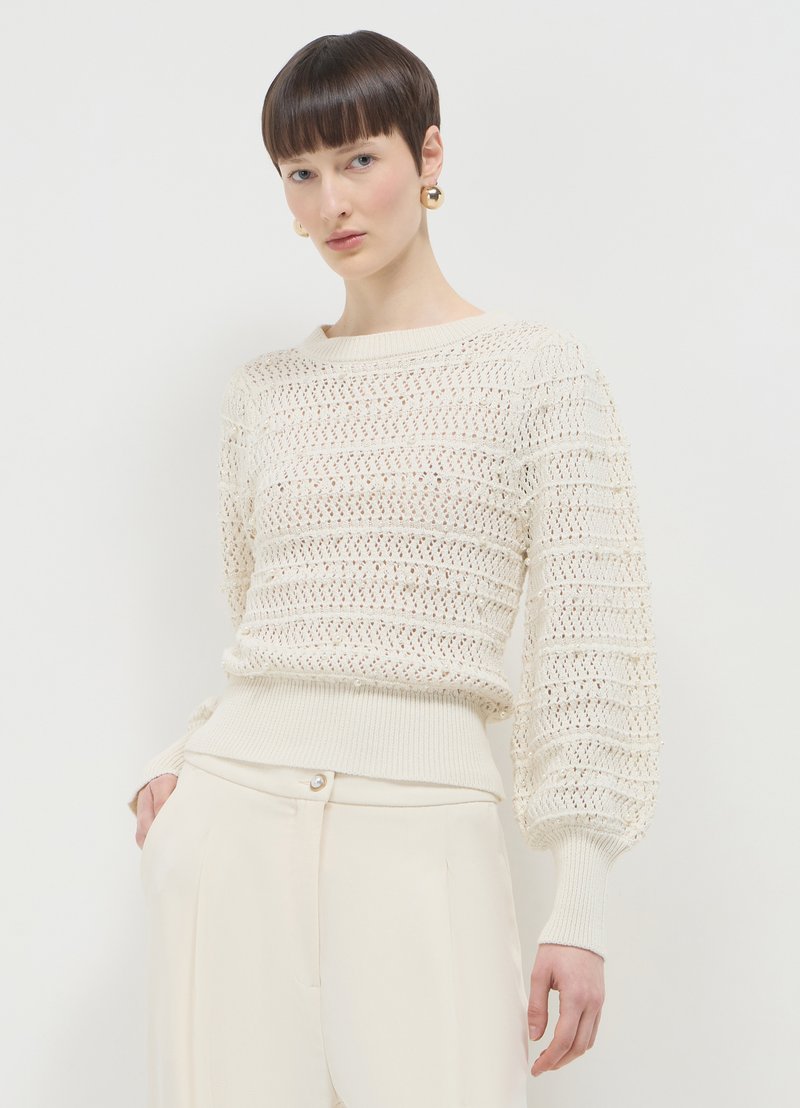 Calliope GIROCOLLO PERLE - Strickpullover - bianco latte