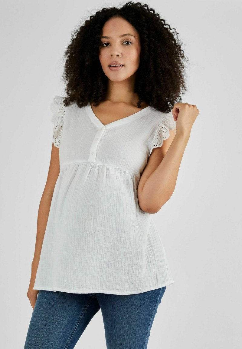 JoJo Maman Bébé FLUTTER SLEEVE MATERNITY - REGULAR FIT - Bluse - white