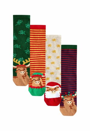 CHRISTMAS PATTERN 4 PACK.  REGULAR FIT - Strømper - hamish the highland cow
