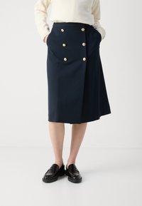 Tommy Hilfiger BUTTON MIDI SKIRT - Falda acampanada - desert sky